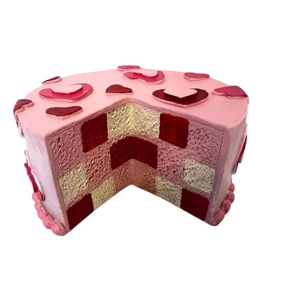 Valentine's Heart Cake Slice Sculpture‎ Table Decor Valentine Decor Set of 2 NEW